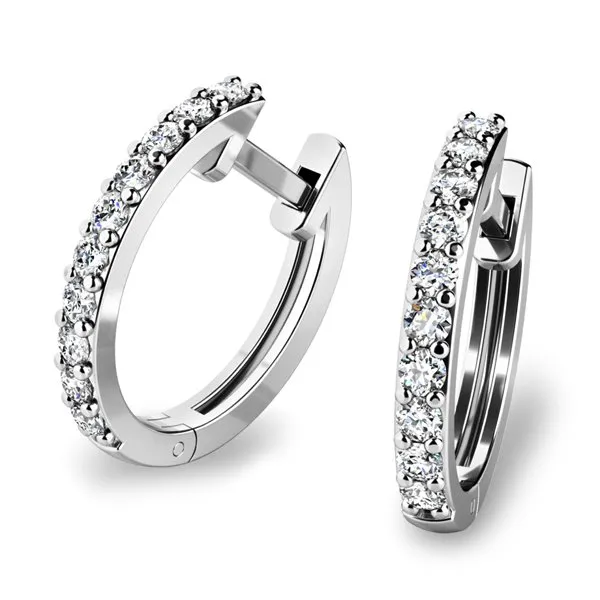 Dámské náušnice bílé zlato 585/1000 přírodní diamant 0.300 ct briliantové kruhy s perlami 10863-B-DIA-FW