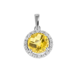 Dámský přívěsek bílé zlato 585 přírodní diamant s citrín GKW47233CIT