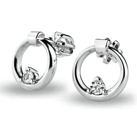 Dámské náušnice bílé zlato 585/1000 přírodní diamant 0.054 ct G/SI kroužky s brilianty 140022-B-DIA