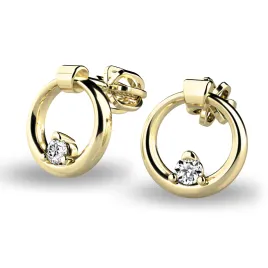 Dámské náušnice žluté zlato 585/1000 přírodní diamant 0.054 ct G/SI kroužky s brilianty 140022-ZL-DIA