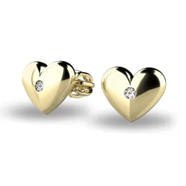Dámské náušnice žluté zlato 585/1000 přírodní diamant 0.024 ct G/SI srdíčka s brilianty 140019-ZL-DIA