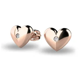 Dámské náušnice růžové zlato 585/1000 přírodní diamant 0.024 ct G/SI srdíčka s brilianty 140019-CV-DIA