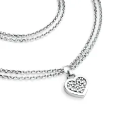 Dámský náhrdelník bílé zlato 585/1000 přírodní diamant 0.096 ct G/SI srdce 10881-NH02-B