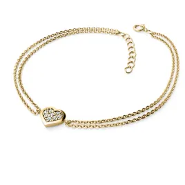 Dámský náramek žluté zlato 585/1000 přírodní diamant 0.176 ct G/SI srdce a brilianty 10877-NR02-ZL 10877-NR01-ZL