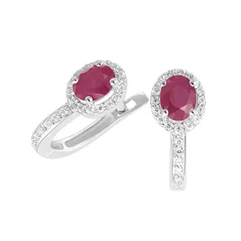 Dámské náušnice přírodní diamant 0.480 ct rubíny GKW52432-B-RUB