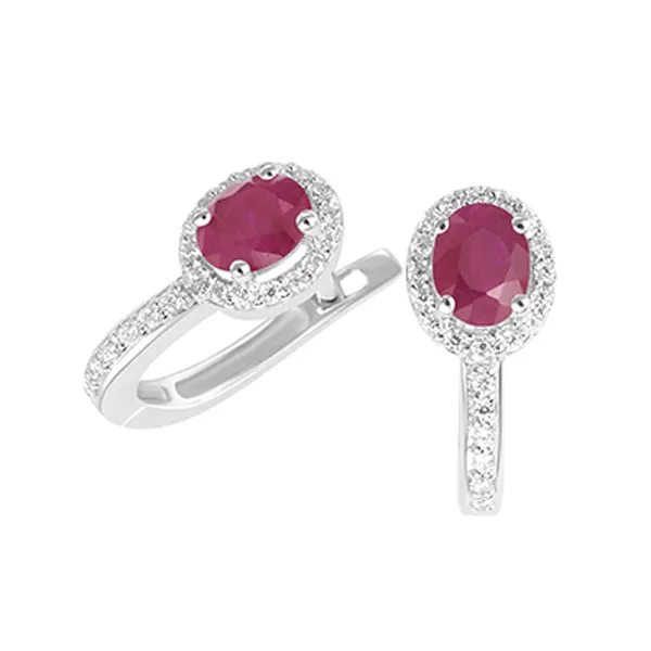 Dámské náušnice přírodní diamant 0.480 ct rubíny GKW52432-B-RUB
