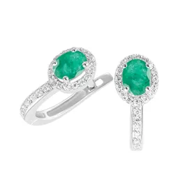 Dámské náušnice přírodní diamant 0.320 ct smaragd GKW52432-B-SMAR