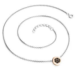 Dámský náhrdelník zlato mix 585/1000 přírodní diamant 0.084 ct černé brilianty 10902-NH01-BCV-Black