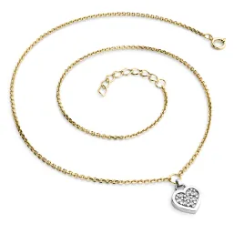 Dámský náhrdelník zlato mix 585/1000 přírodní diamant 0.096 ct G/SI srdce s brilianty 10881-NH01A-ZLB