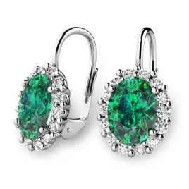 Dámské náušnice přírodní diamant 2.40 ct G/SI se smaragdy 140029-B-DIA-SMAR